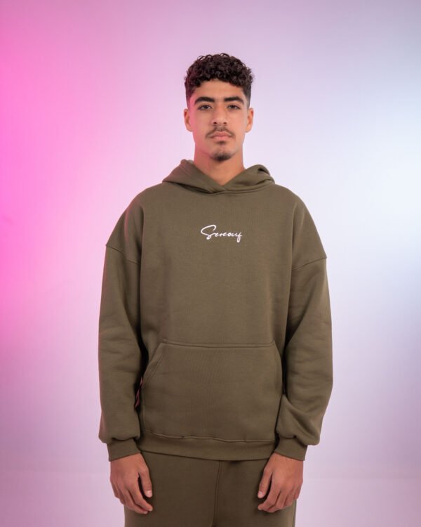 olive green hoodie