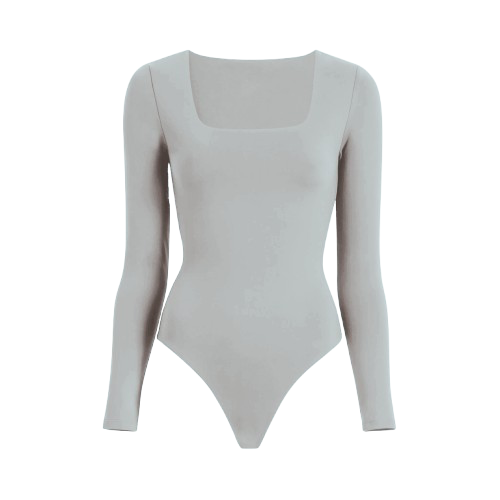 Gray squared neck bodysuit