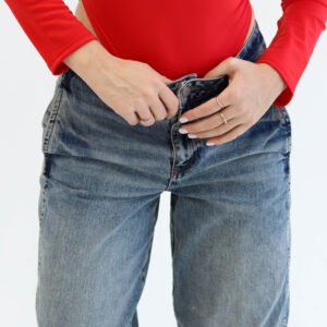 Asymmetric Red Bodysuit - Image 3