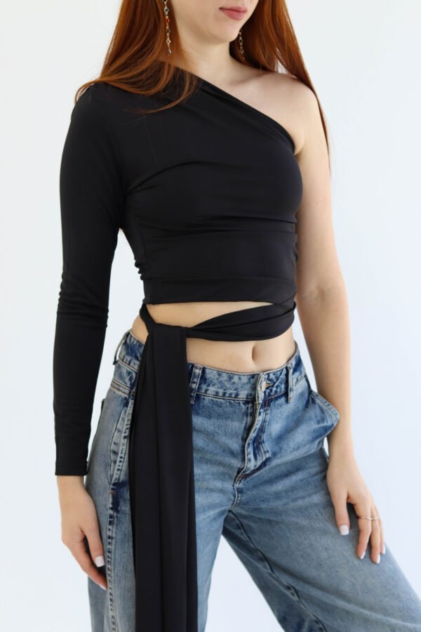 One shoulder black top - Image 2