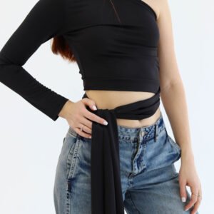 One shoulder black top - Image 5