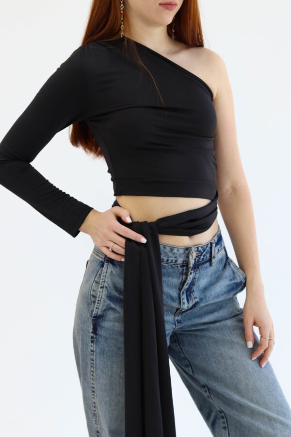 One shoulder black top - Image 5