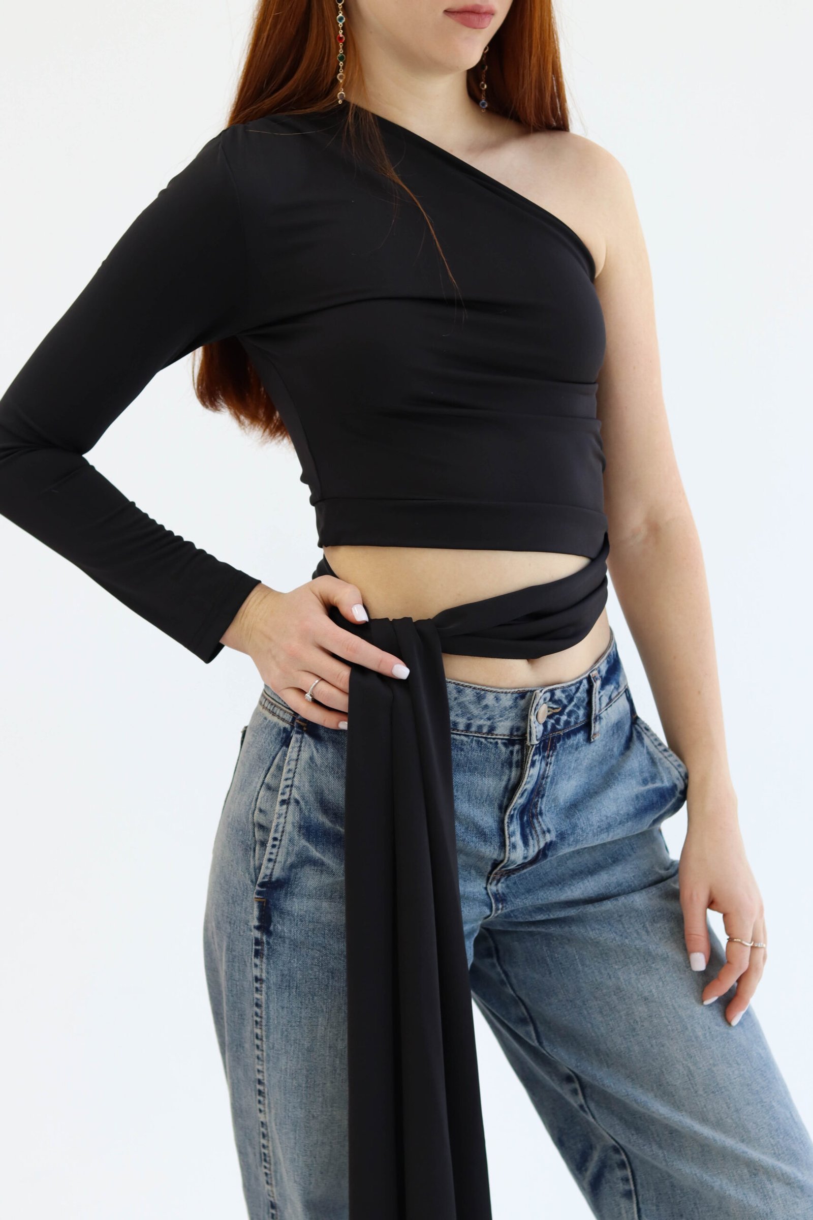 One shoulder black top - Image 5