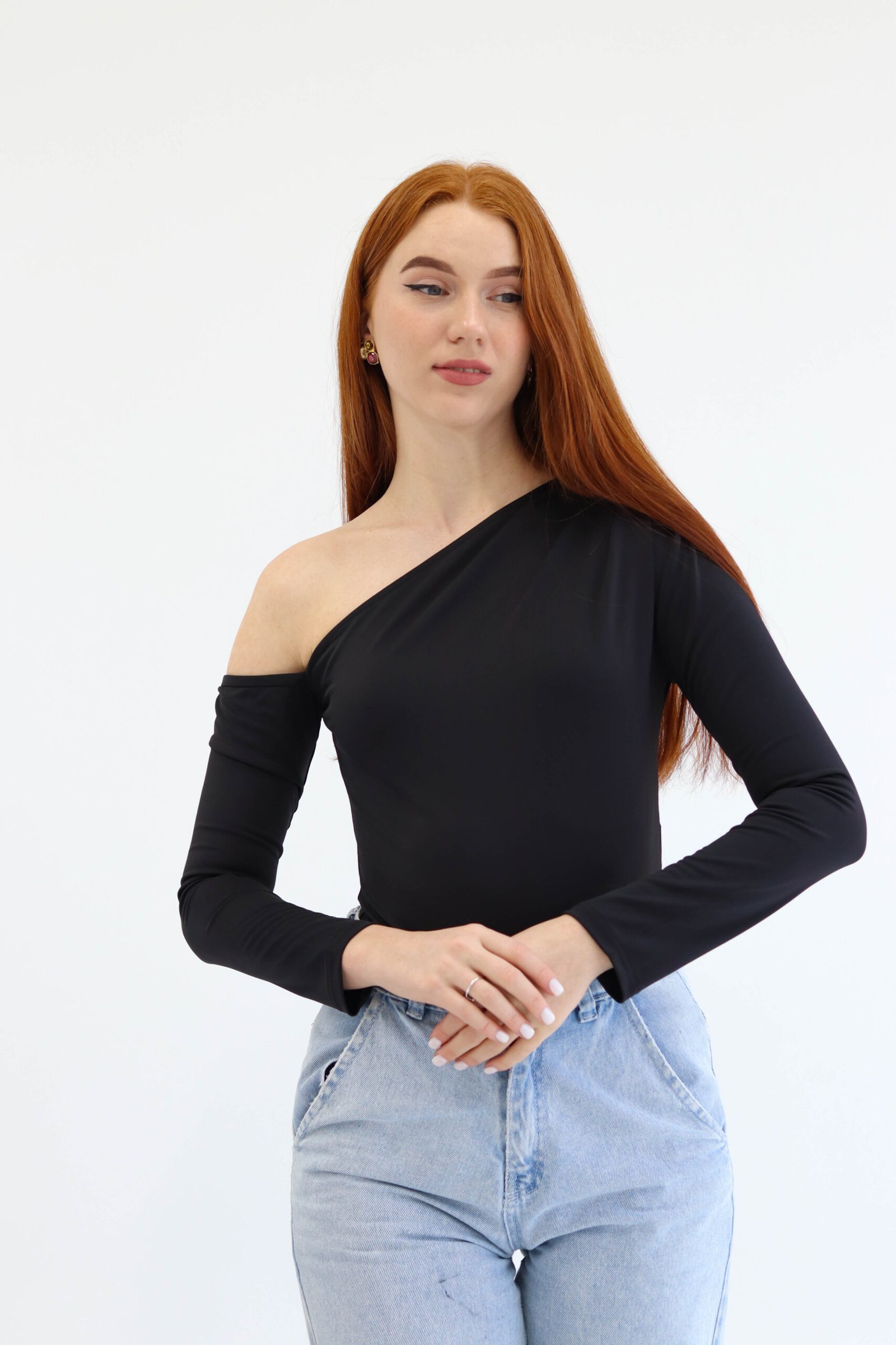 Asymmetric Black Bodysuit - Image 4