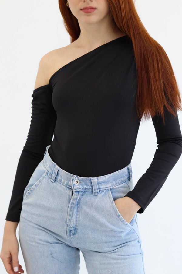 Asymmetric Black Bodysuit - Image 6
