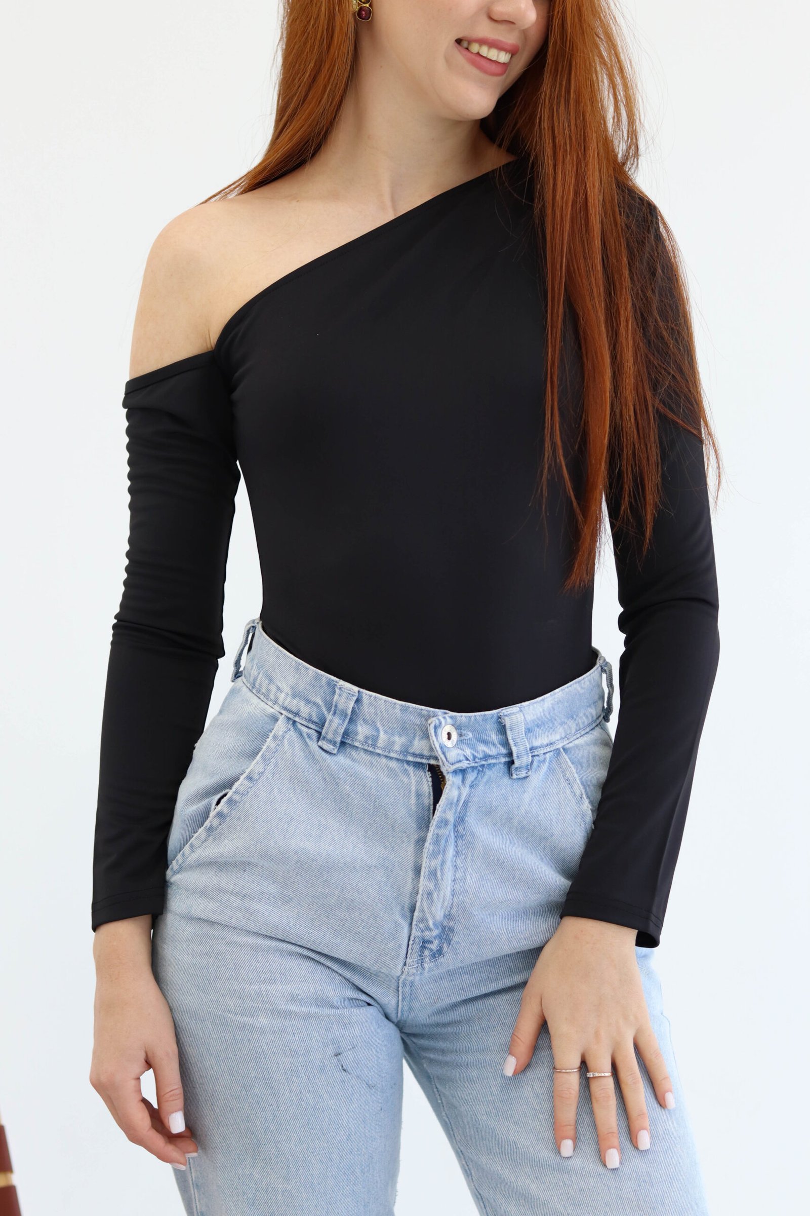 Asymmetric Black Bodysuit - Image 5