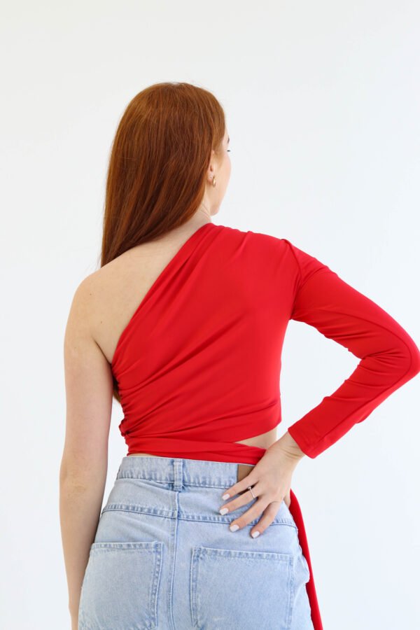 One shoulder red top - Image 2